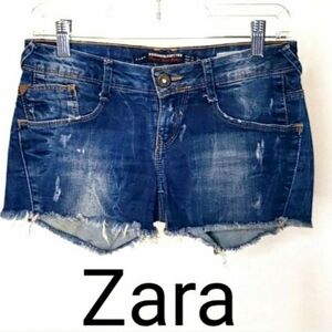 Zara Women's Distressed Blue Jean Shorts